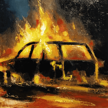 Auto in fiamme